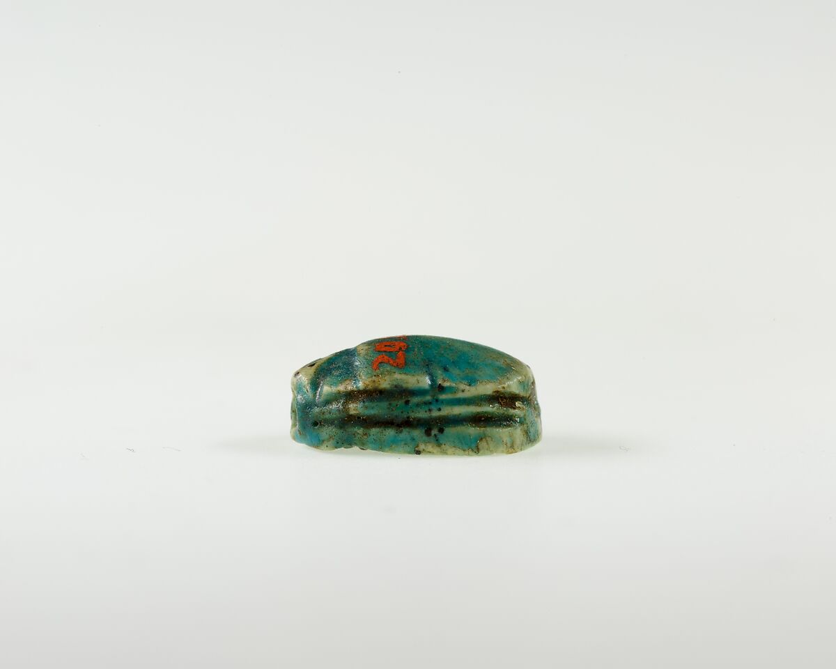 Scarab with Protective Sign, Green glazed steatite
