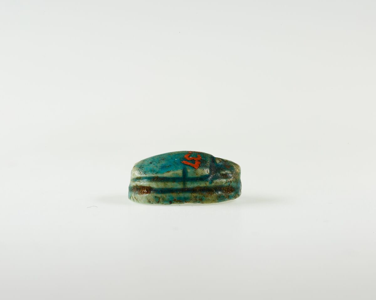Scarab with Protective Sign, Green glazed steatite