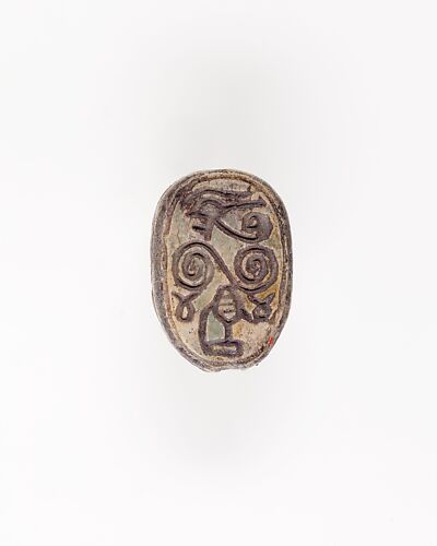 Scarab Incised with Hieroglyphs and Scroll