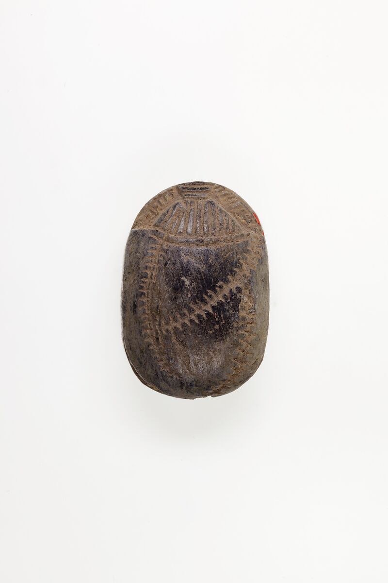 Scarab Inscribed with Hieroglyphs in Rope Border, Glazed steatite