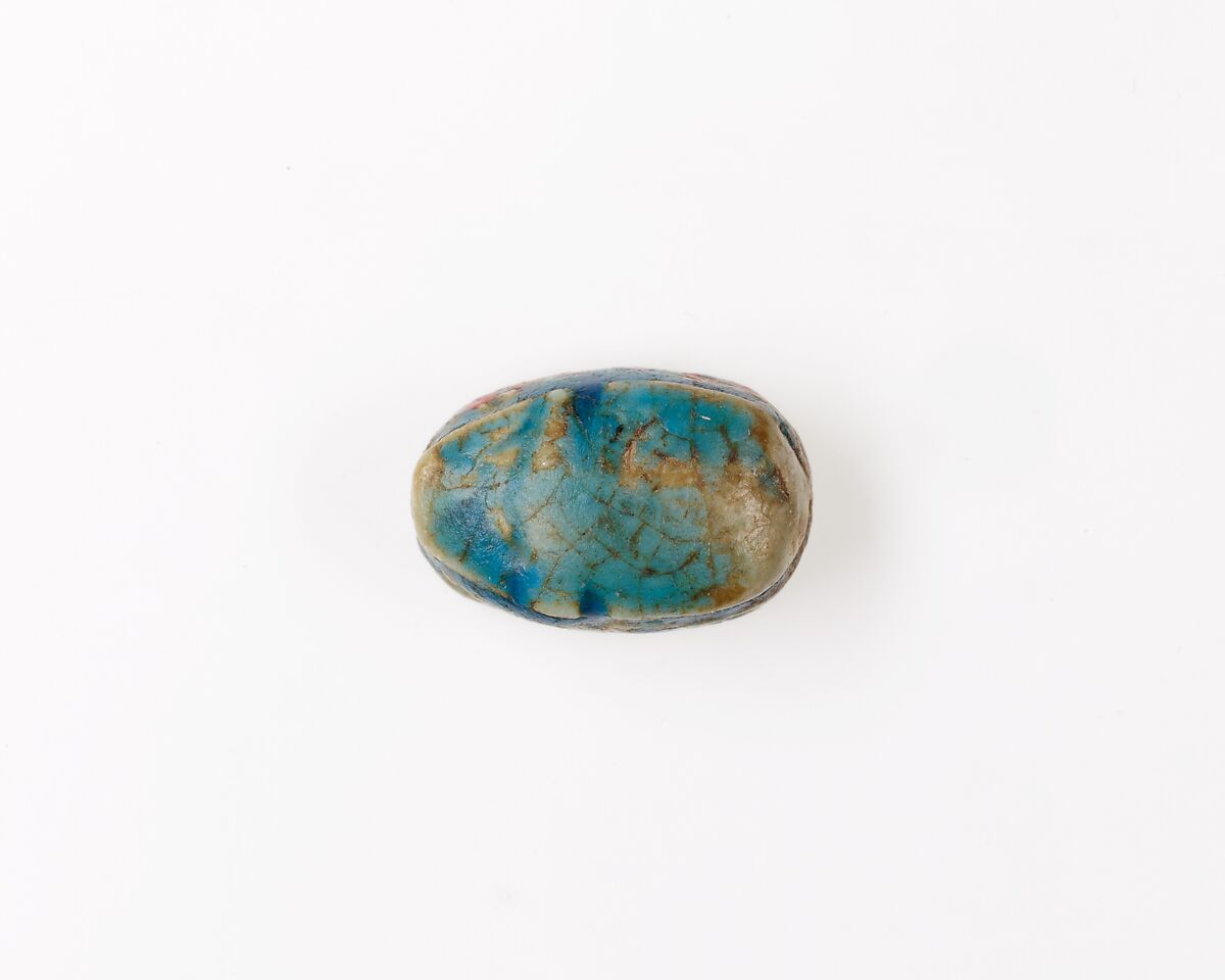Scarab with Scroll Design, Green glazed steatite