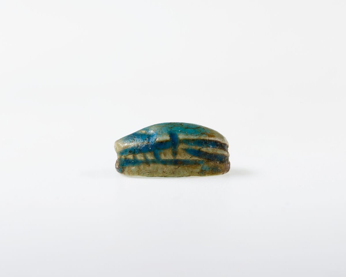 Scarab with Scroll Design, Green glazed steatite