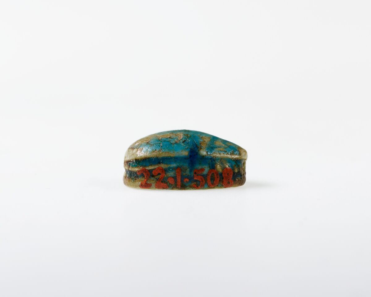Scarab with Scroll Design, Green glazed steatite