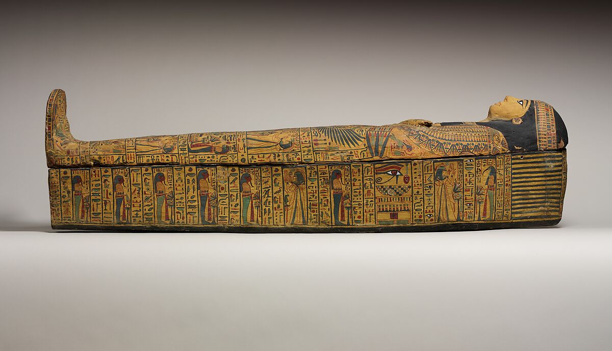 Coffin of the Chantress of Amun Ansenmes, Wood, paste, paint