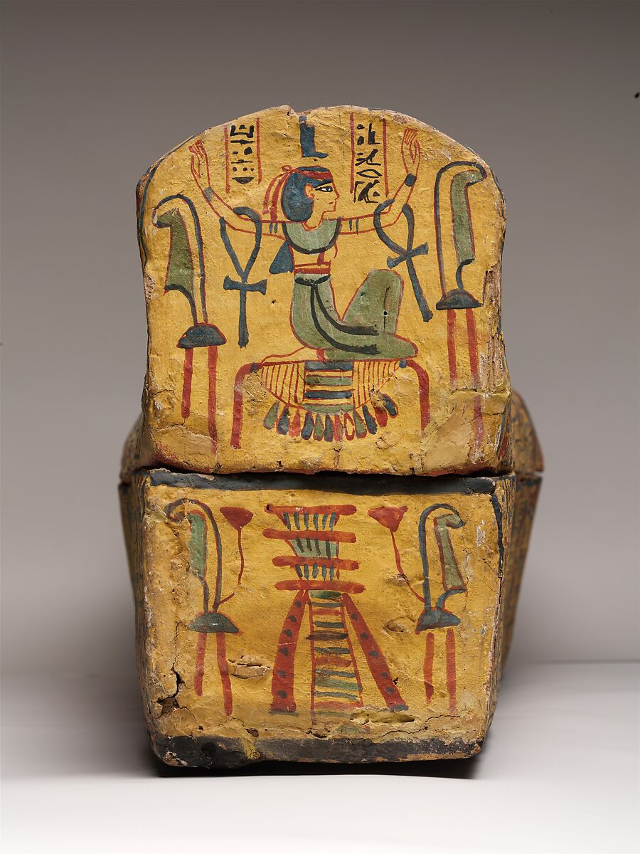 Coffin of the Chantress of Amun Ansenmes, Wood, paste, paint