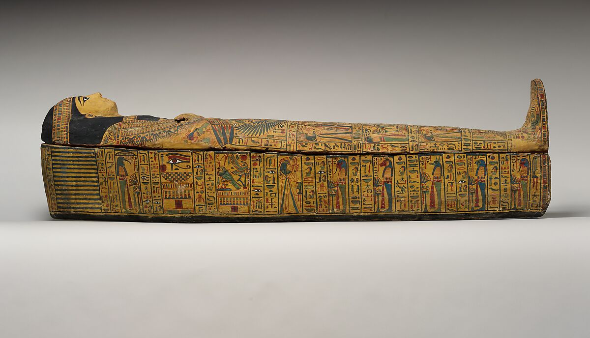 Coffin of the Chantress of Amun Ansenmes, Wood, paste, paint