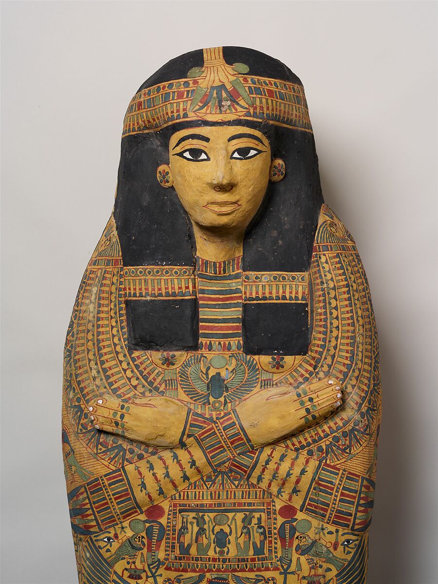 Coffin of the Chantress of Amun Ansenmes, Wood, paste, paint