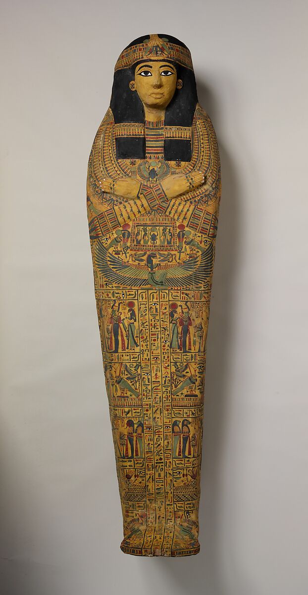 Coffin of the Chantress of Amun Ansenmes, Wood, paste, paint 