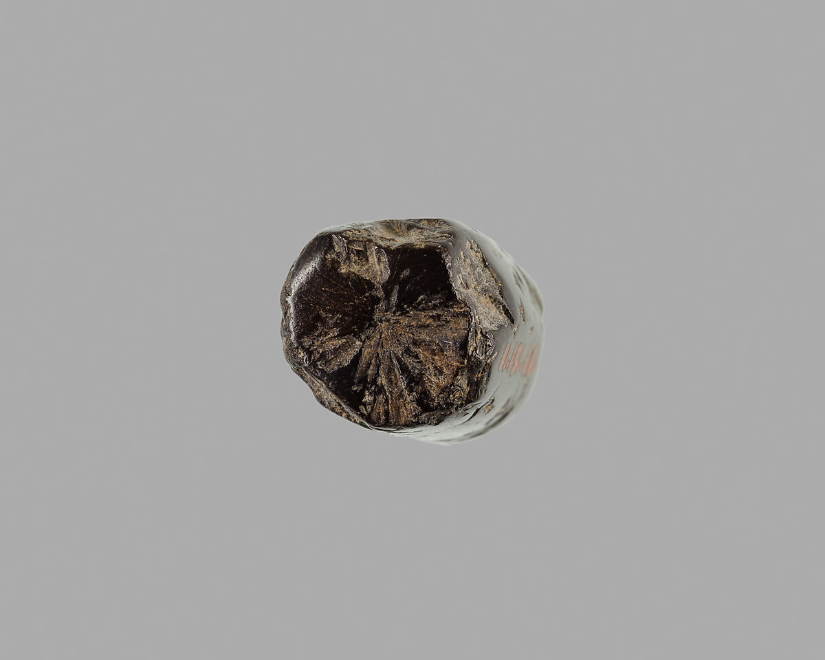 Polygonal cylinder seal; possibly reworked at a later date; possibly inscribed, Hematite