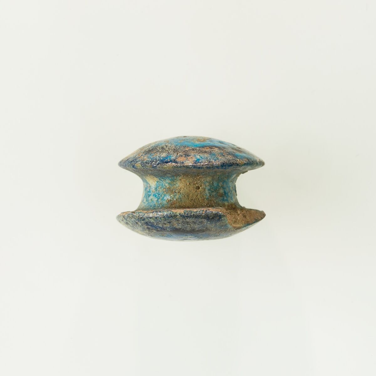 Ornament from wig, Blue faience 