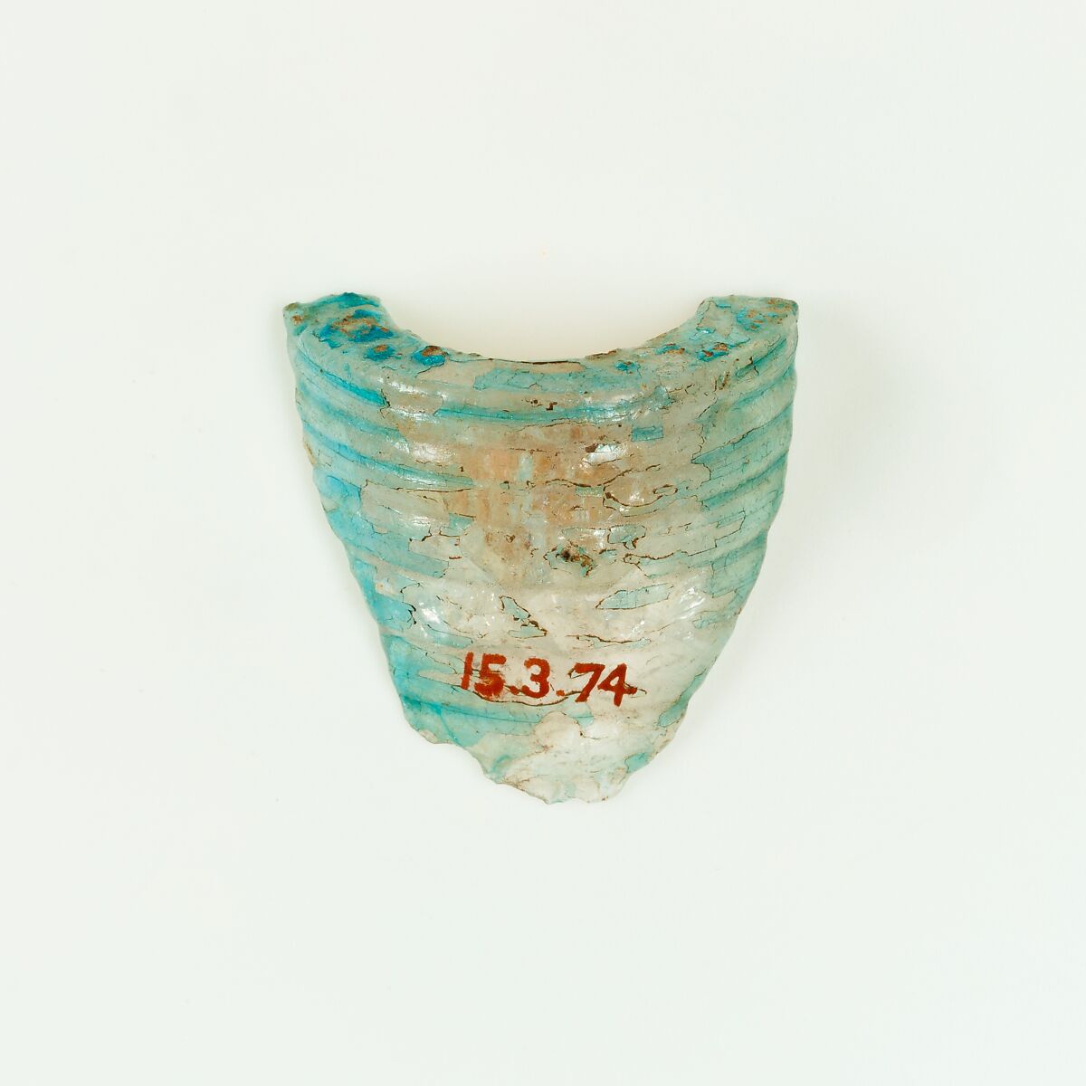 Fragment of vase, Quartz, traces of blue glaze 