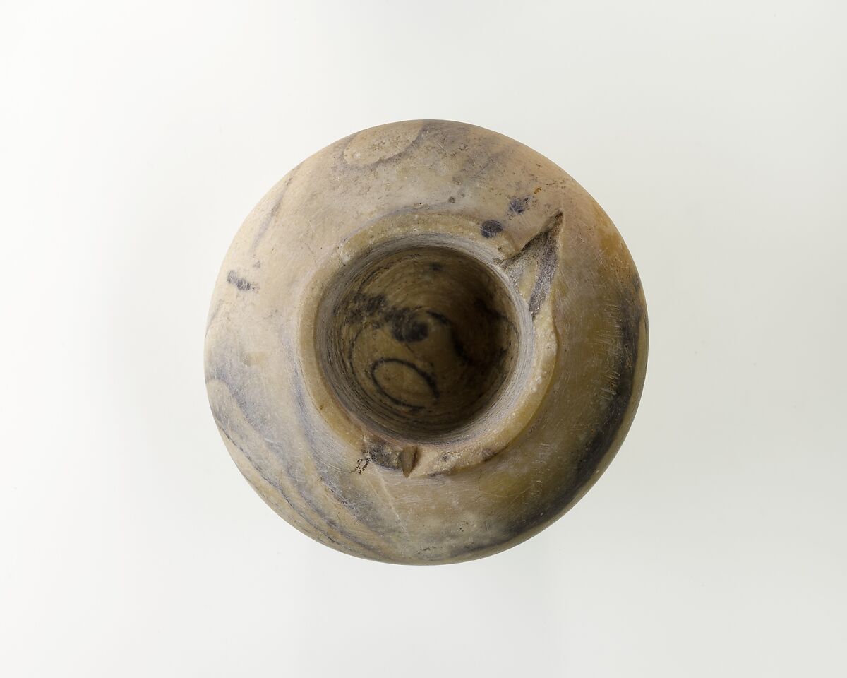 Kohl pot, ring and rim missing, Blue marble