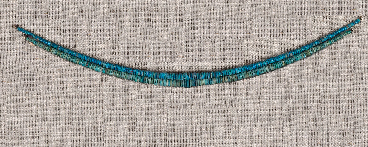 Necklace, 
Blue faience 