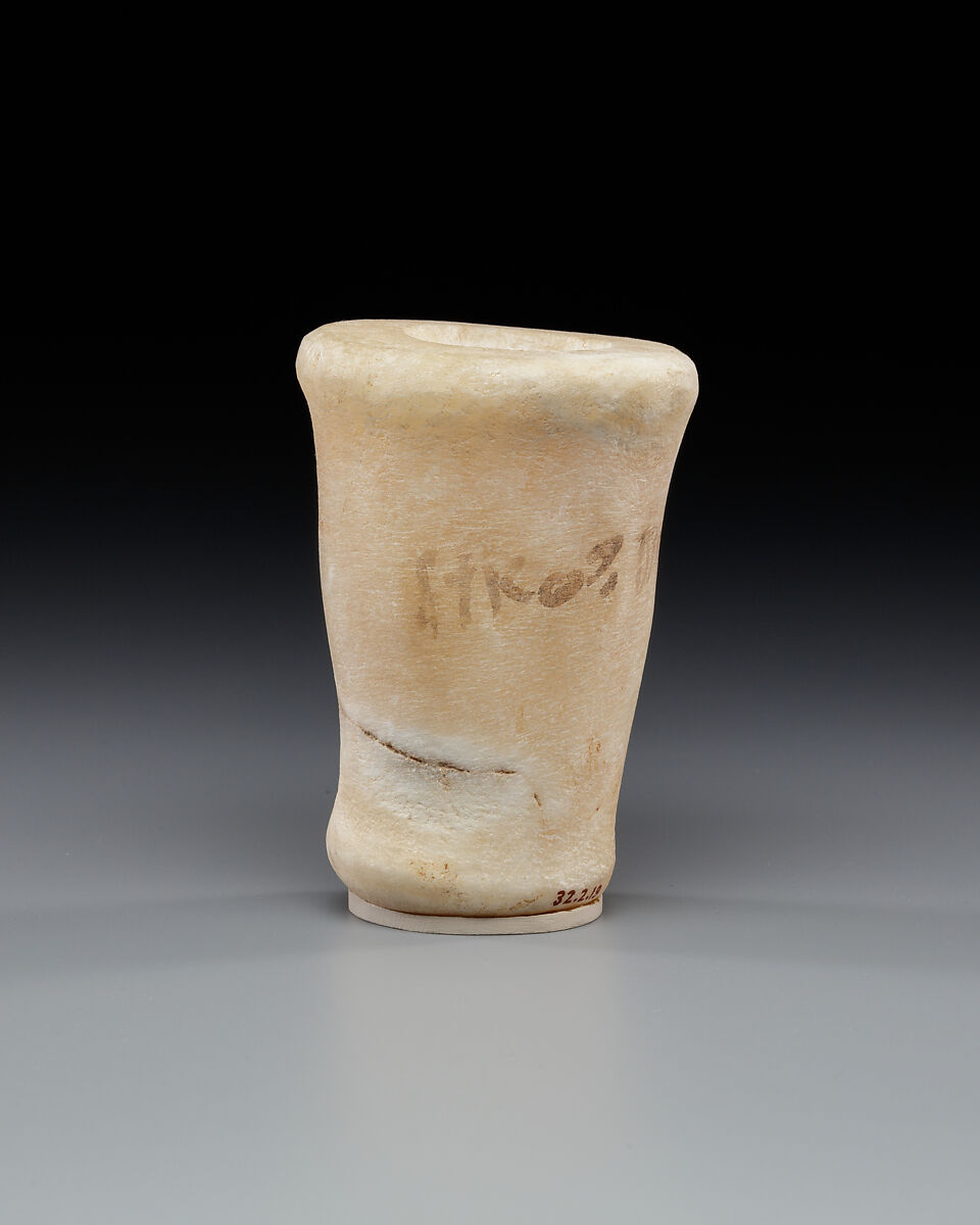 Model Ointment Jar from a Foundation Deposit, Travertine (Egyptian alabaster), paint