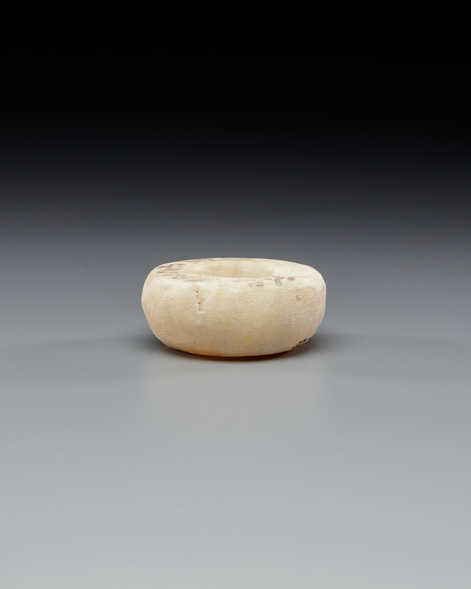 Model Dish from a Foundation Depsoit, Travertine (Egyptian alabaster), paint