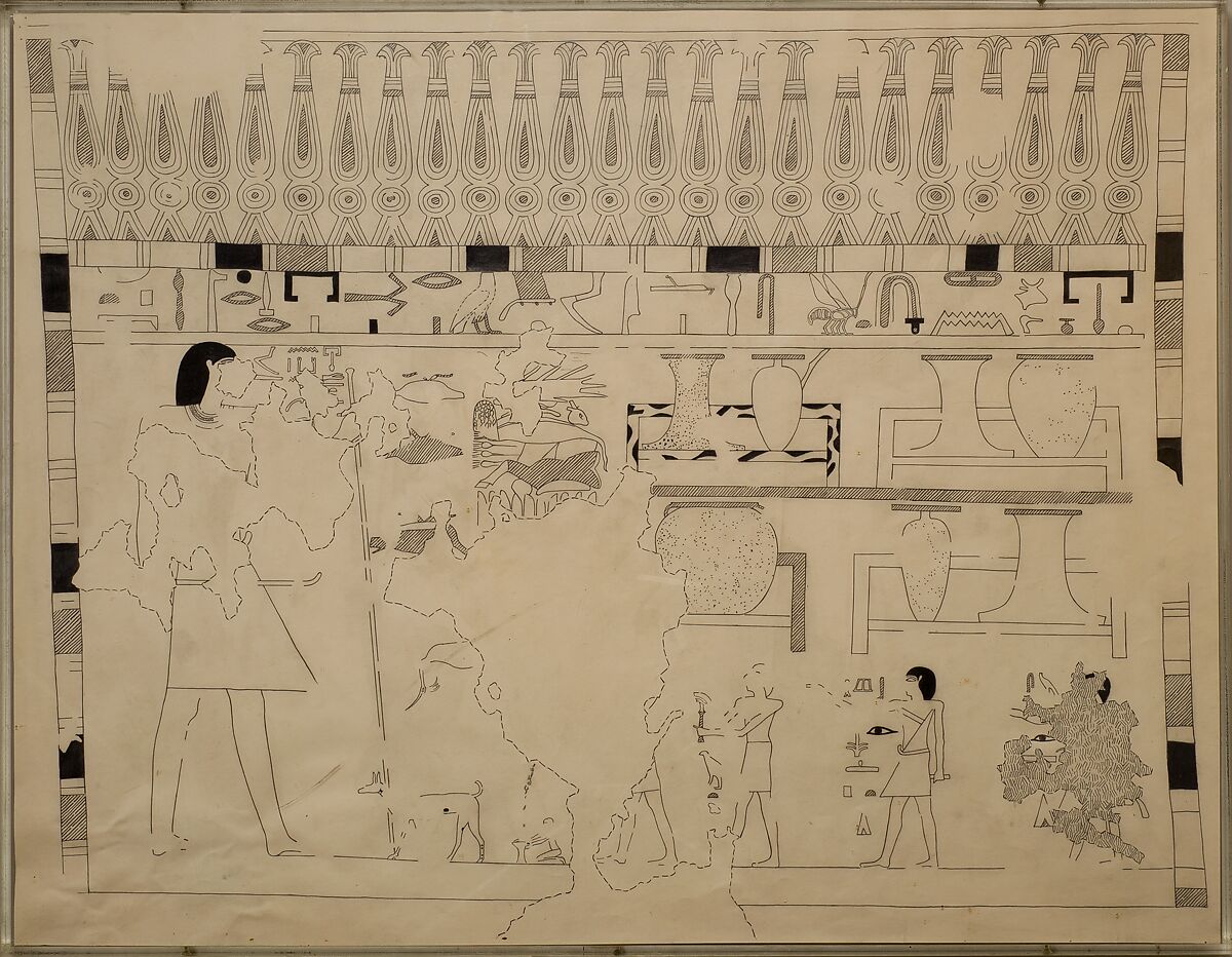 Offering Scene, Tomb of Djari, Unknown Copyist [member of the MMA Egyptian Expedition], Ink on Paper 