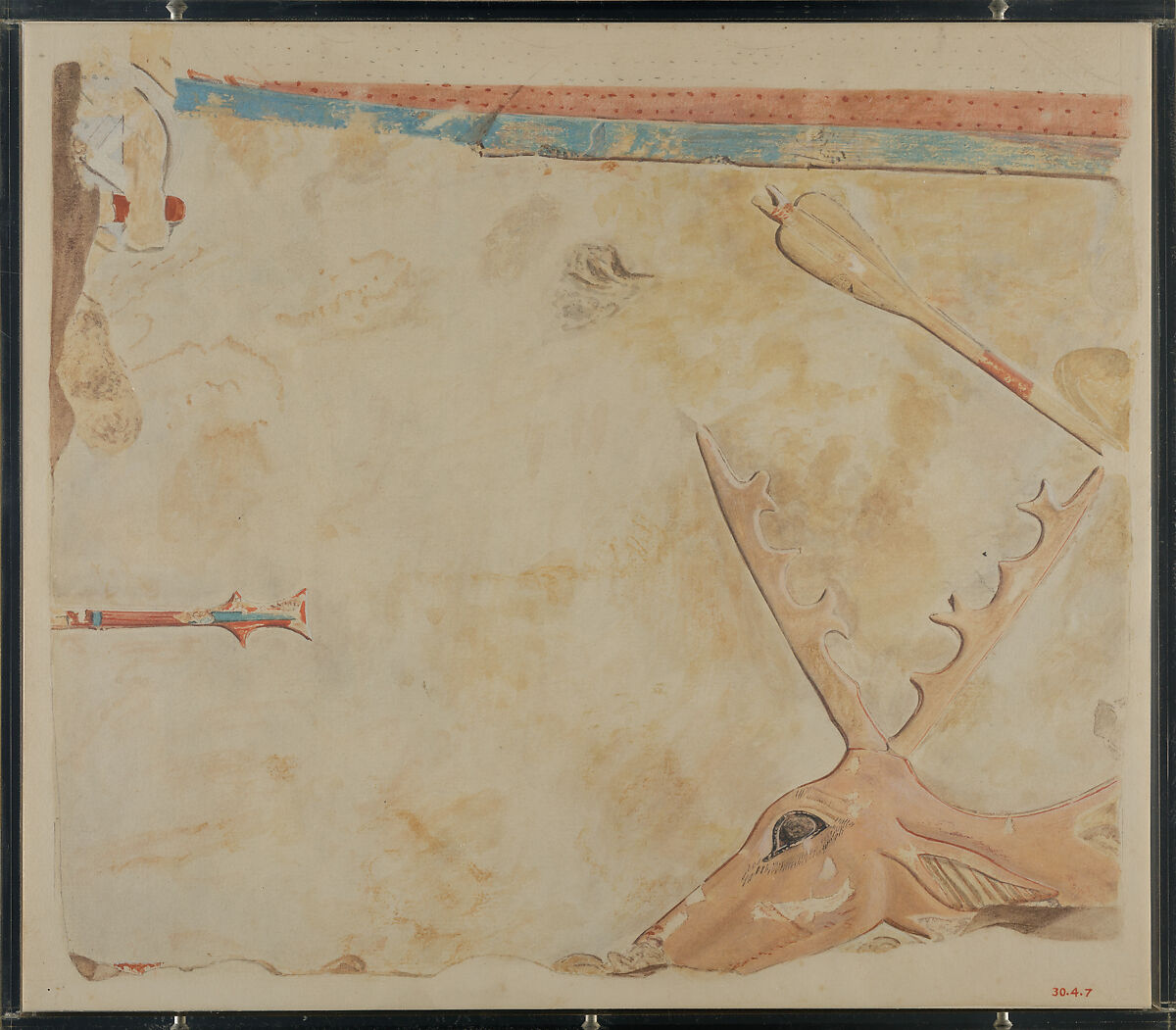 Fragment of a Hunting Scene, Norman de Garis Davies (1865–1941), Tempera on paper 
