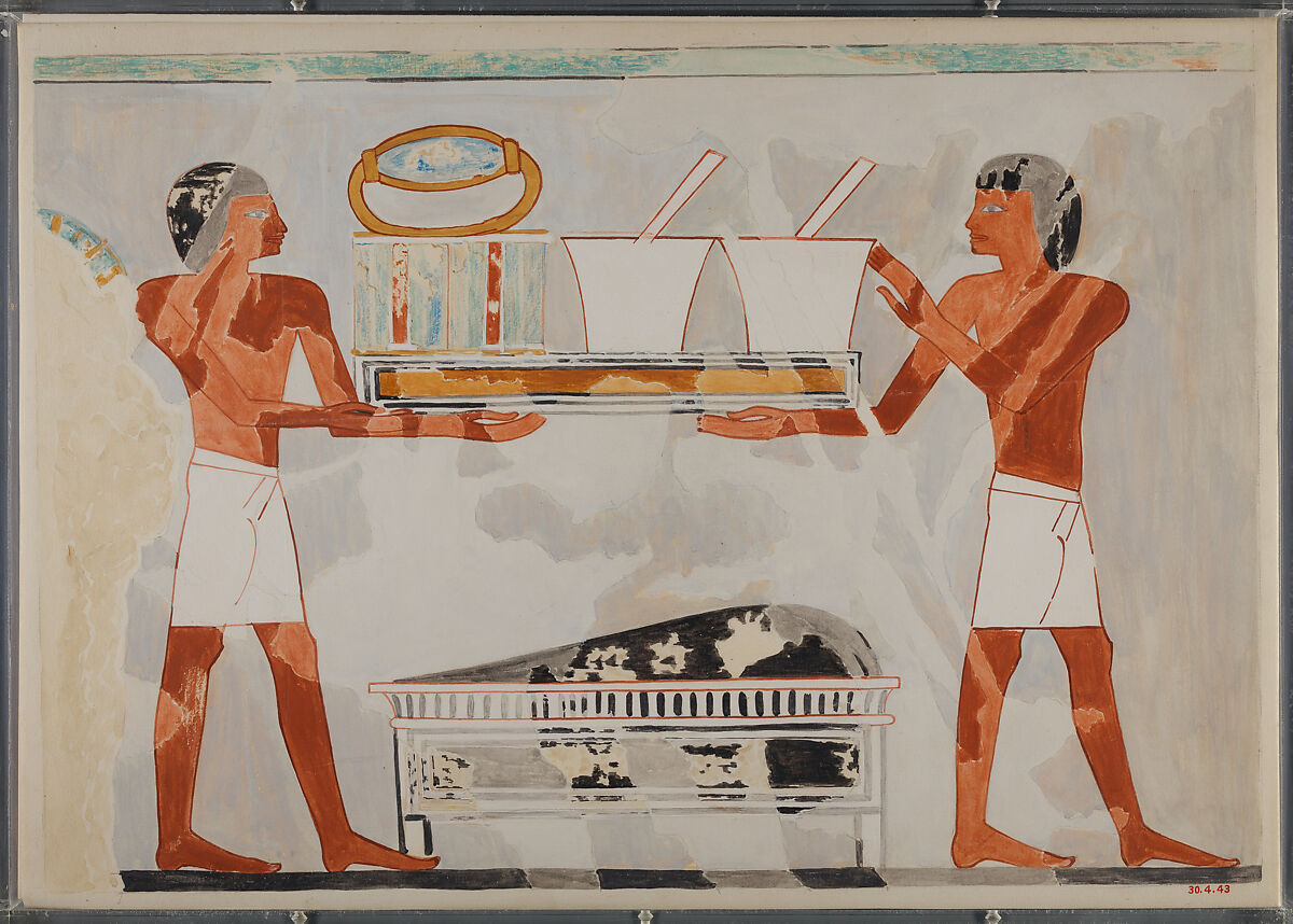Detail from an Offering Procession, Tomb of Amenemweskhet, Nina de Garis Davies (1881–1965), Tempera on paper 