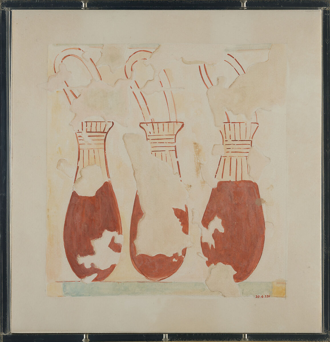 Three Jars, Tomb of Mentuiwy, Charles K. Wilkinson, Tempera on paper 
