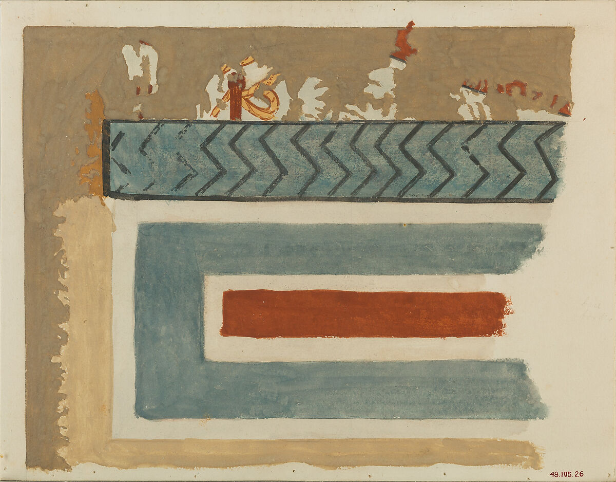 Boats Moored Along the Water, Winlock's Tomb 5, Unknown Copyist, Tempera on paper 