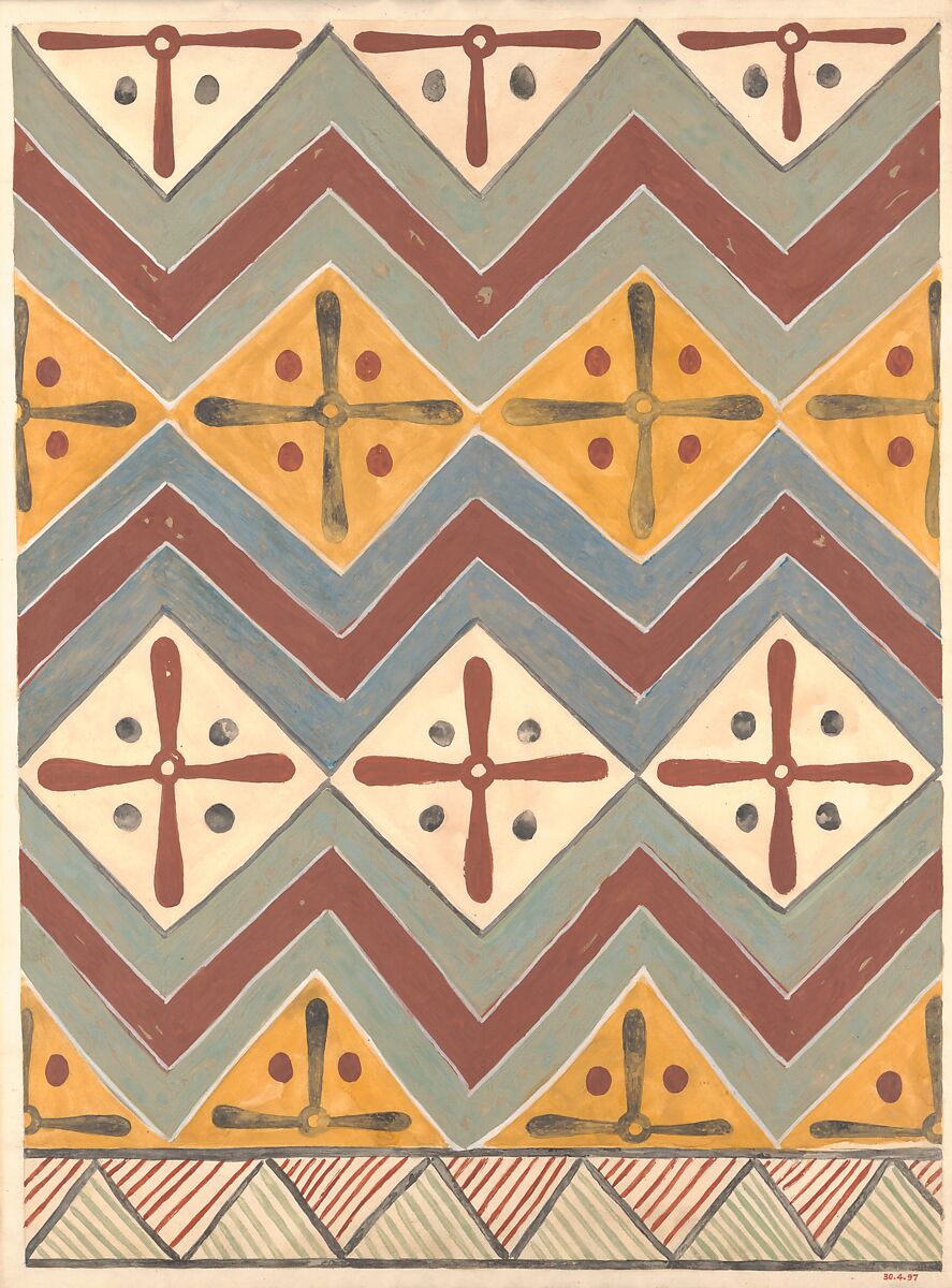 Ceiling Pattern, Tomb of Qenamun, Charles K. Wilkinson, Tempera on Paper 