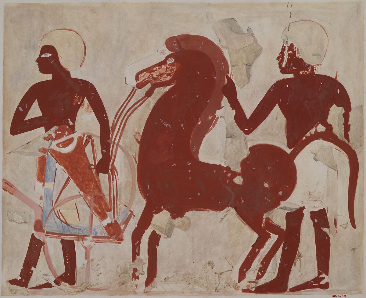 Offerings of a Chariot and Horse, Tomb of Userhat, Charles K. Wilkinson, Tempera on paper