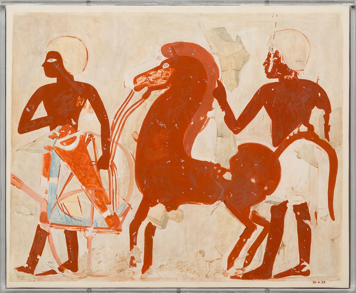 Offerings of a Chariot and Horse, Tomb of Userhat, Charles K. Wilkinson, Tempera on paper