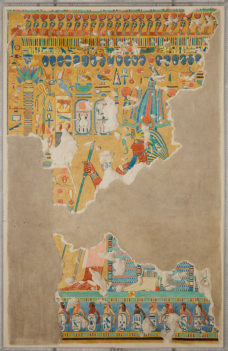 Amenhotep II with Maat Receiving New Year's Gifts, Hugh R. Hopgood, Tempera on paper 