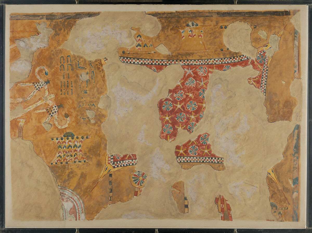Horse Cloth and Chariot Fittings, Tomb of Qenamun, Norman de Garis Davies (1865–1941), Tempera on paper 