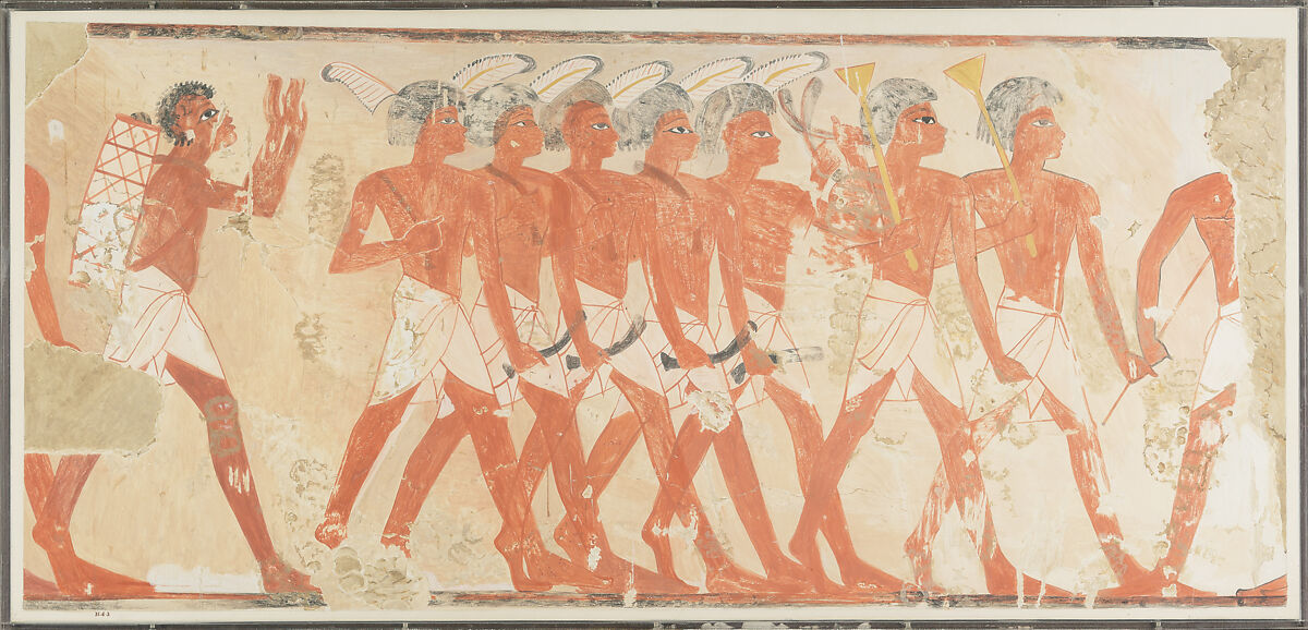 Military Musicians Showing Nubian and Egyptian Styles, Nina de Garis Davies (1881–1965), Tempera on paper 
