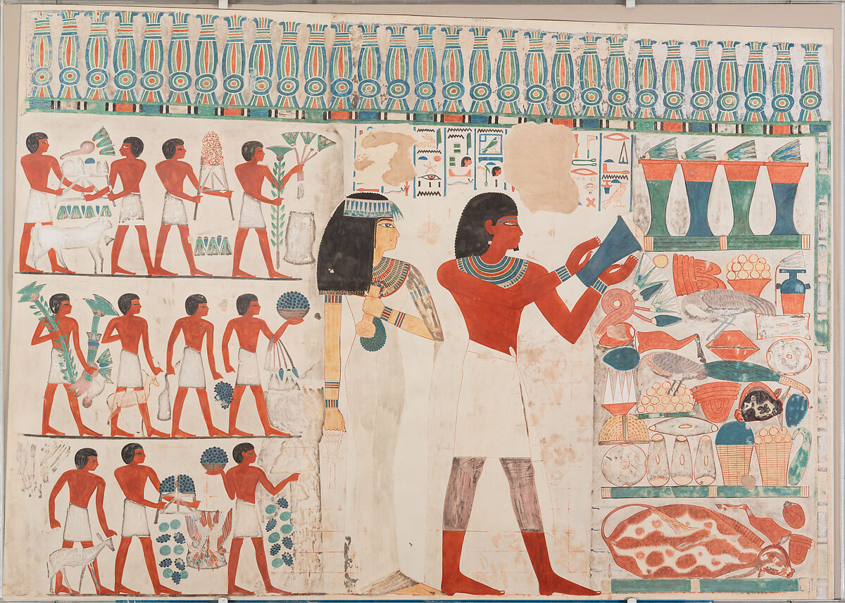 East Wall, North Side of Nakht's Offering Chapel, Norman de Garis Davies (1865–1941), Tempera on paper 