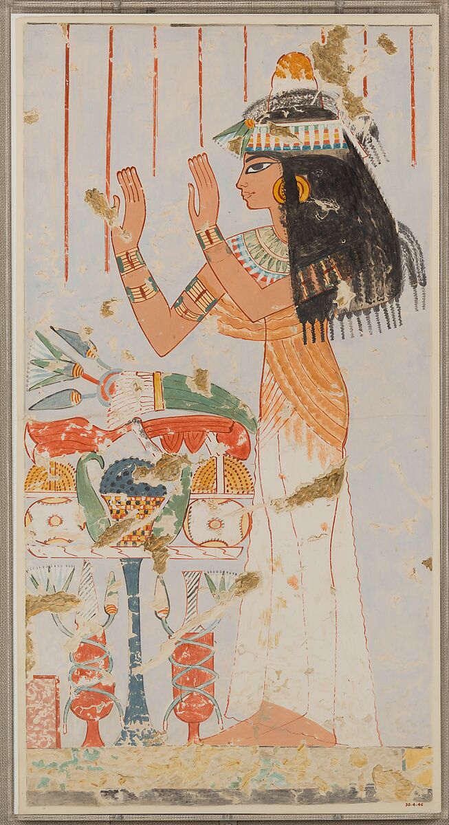 Menna's Daughter Offering to her Parents, Tomb of Menna, Nina de Garis Davies (1881–1965), Tempera on paper 