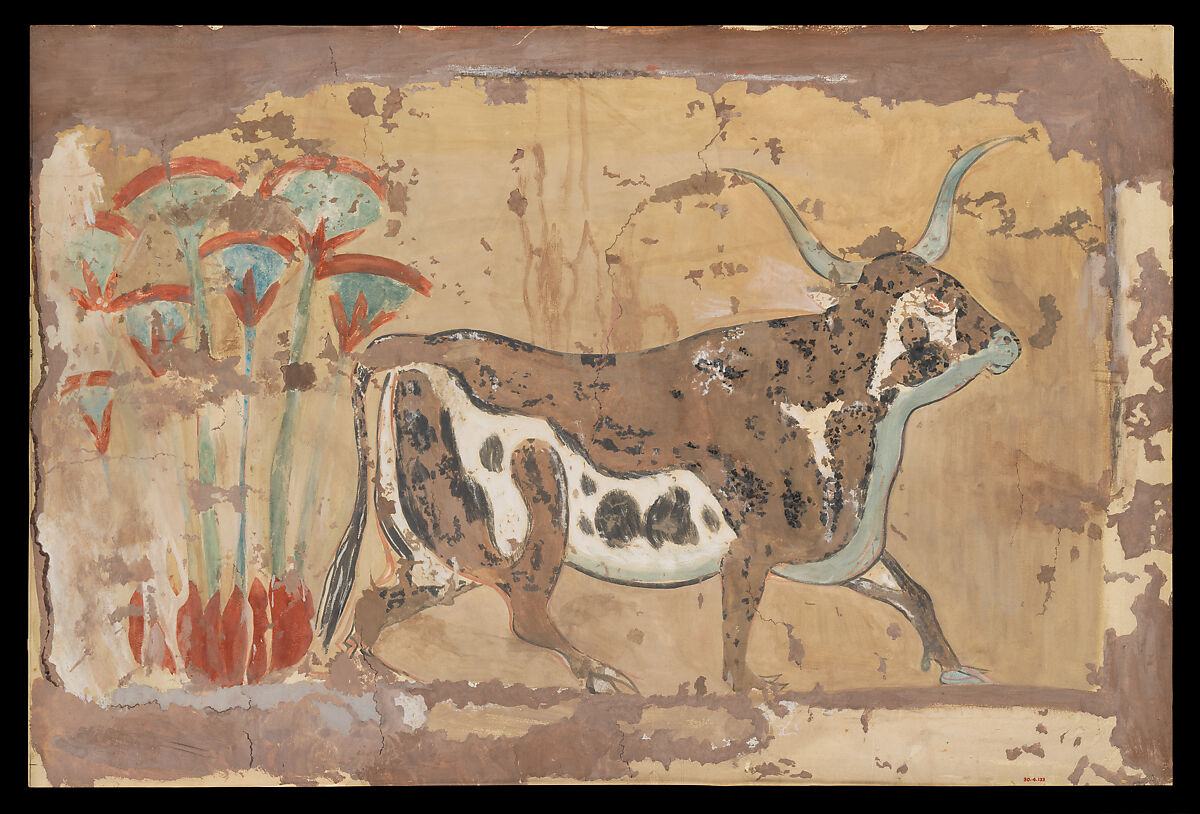 Bull in a Papyrus Swamp, Palace of Amenhotep III, William J. Palmer-Jones, Tempera on paper 