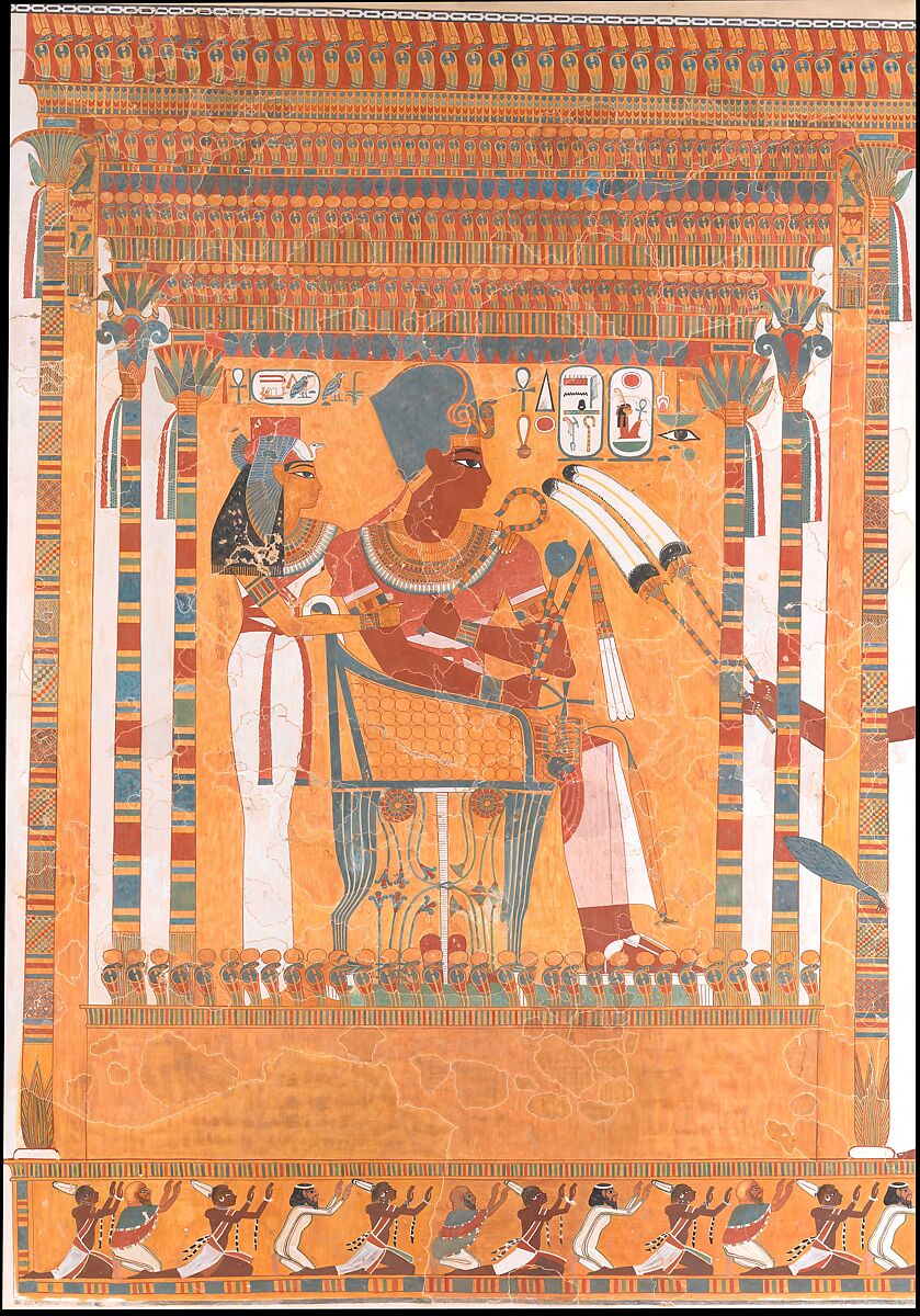 Ancient Egypt Throne of King Tut Papyrus Painting Egyptian Papyrus Paper  Hand Painted Metallic Paint Made in Egypt 