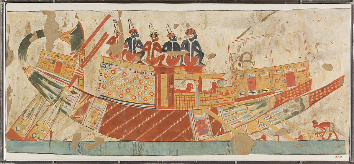 Boat Carrying Captives from Nubia, Tomb of Huy, Charles K. Wilkinson ca, 1926-1927, Tempera on paper 