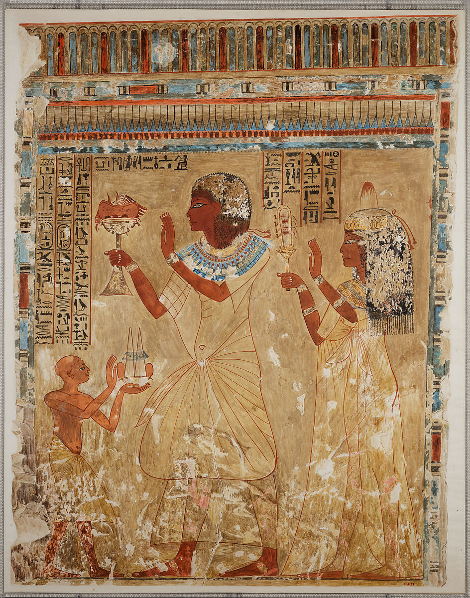 Neferhotep and Wife Offering, Tomb of Neferhotep, Nina de Garis Davies (1881–1965), Tempera on paper 