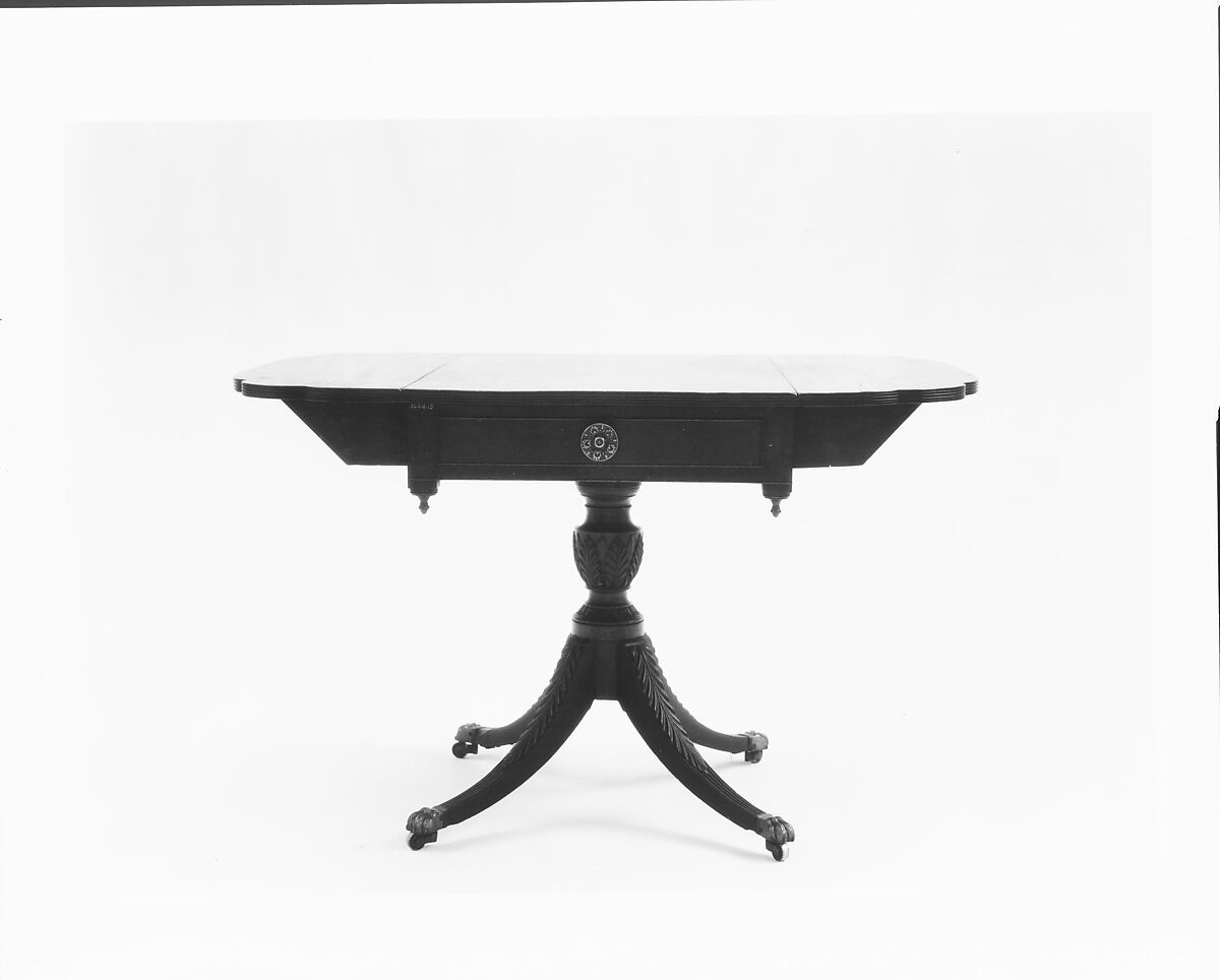 Pembroke Table, Attributed to the Workshop of Duncan Phyfe (American (born Scotland), near Lock Fannich, Ross-Shire, Scotland 1768/1770–1854 New York), Mahogany, brass, tulip poplar, white pine, American 