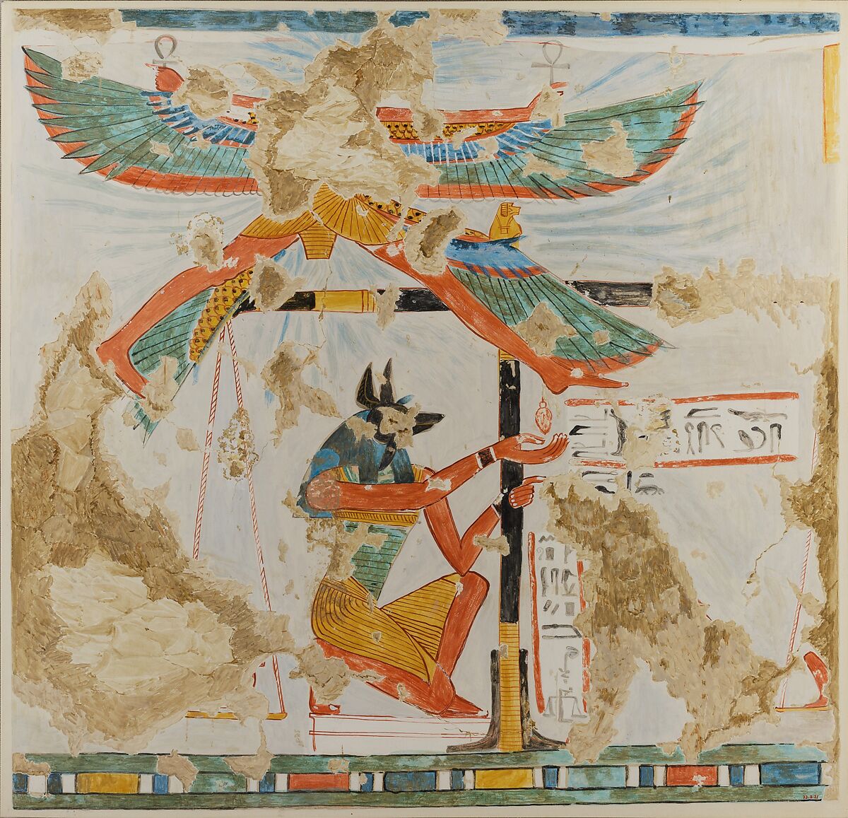 Anubis Weighing the Heart, Tomb of Nakhtamun, Nina de Garis Davies (1881–1965), Tempera on paper 