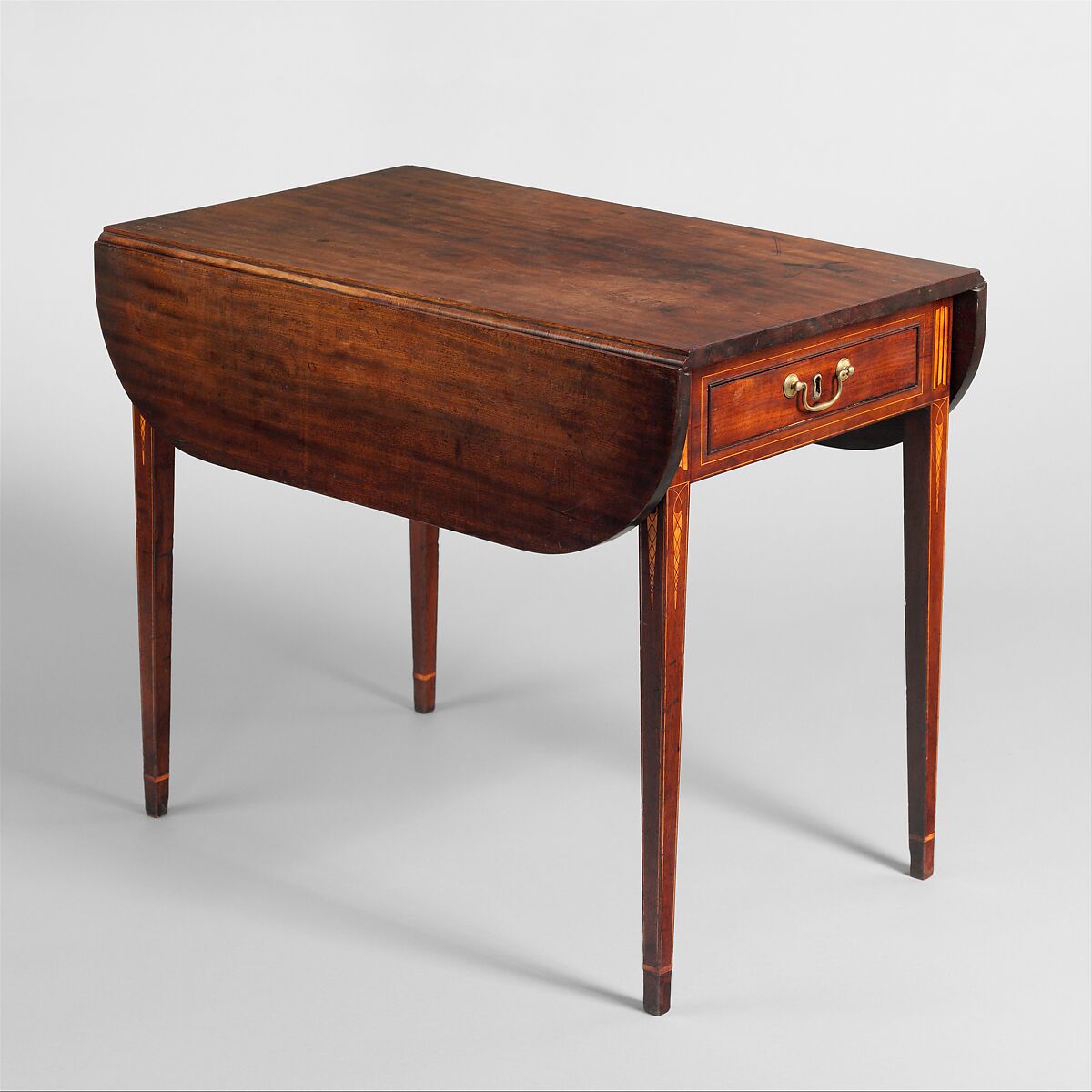 Drop-leaf Pembroke Table, John Townsend (1732–1809), Primary wood: mahogany and lightwood inlays; secondary woods: maple and chestnut, American 