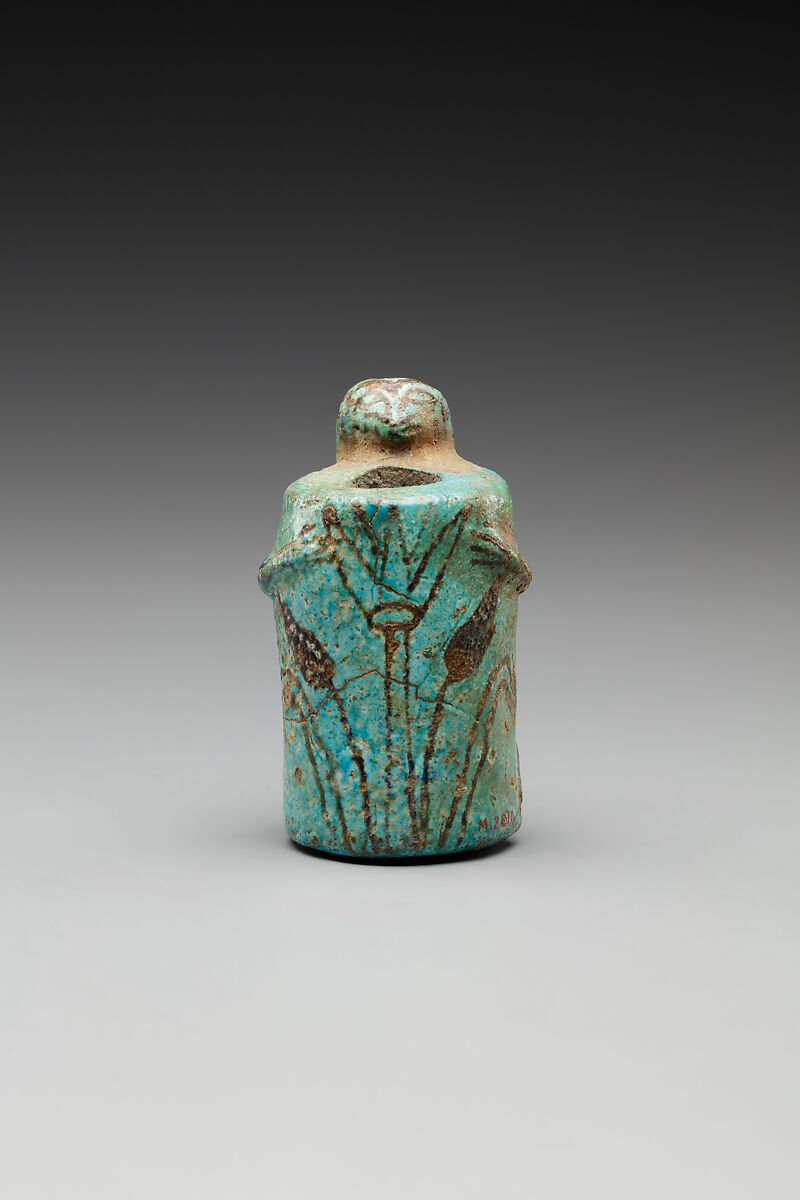 Kohl jar, monkey, Faience