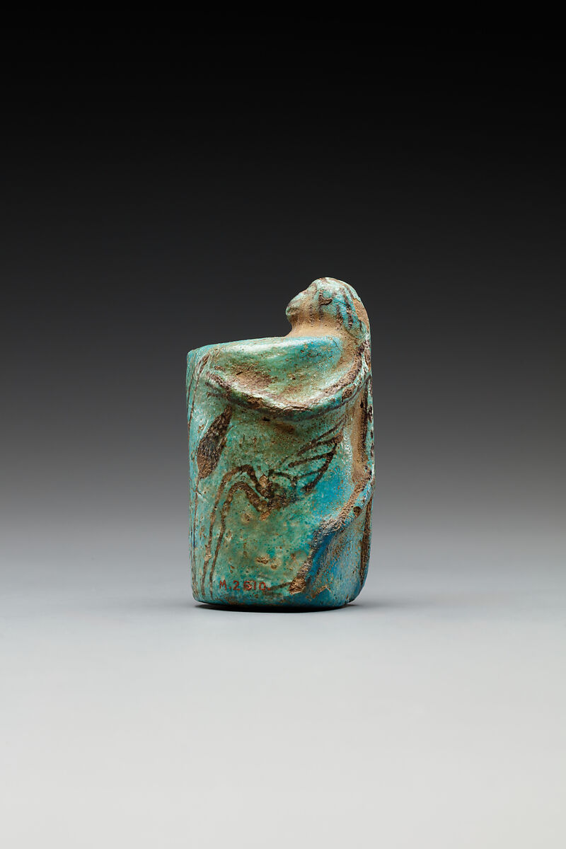 Kohl jar, monkey, Faience