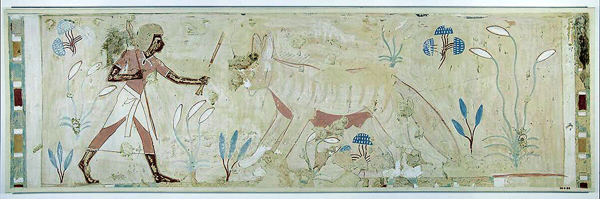 Man Confronting a Hyena, Tomb of Amenemhab, Nina de Garis Davies (1881–1965), Tempera on paper