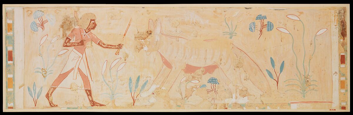 Man Confronting a Hyena, Tomb of Amenemhab, Nina de Garis Davies (1881–1965), Tempera on paper 