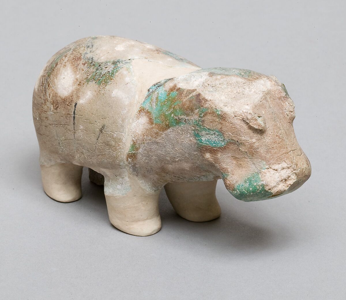 Hippopotamus figurine, Blue faience
