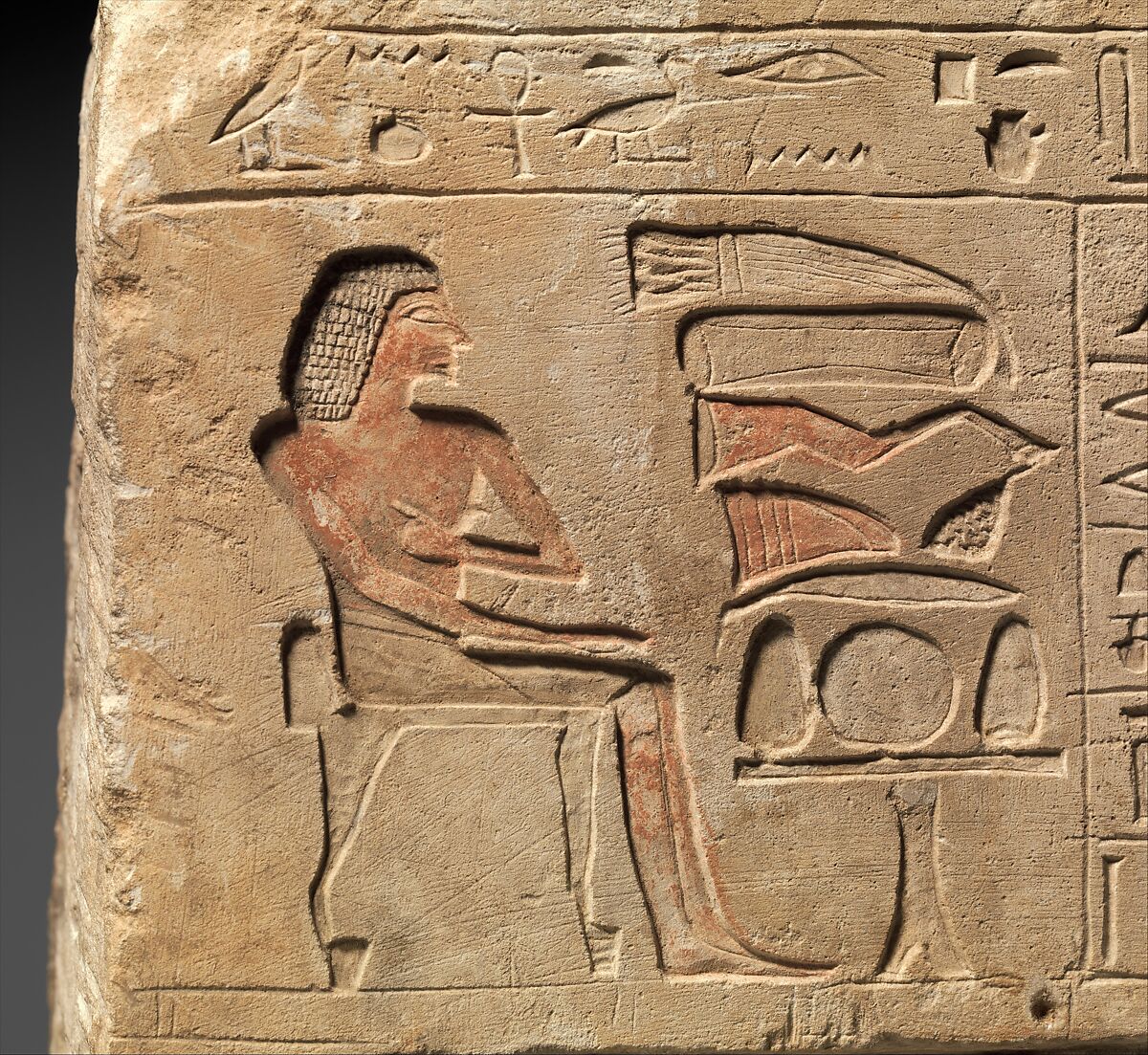 Relief from the Chapel of the Overseer of the Troops Sehetepibre, Limestone, paint