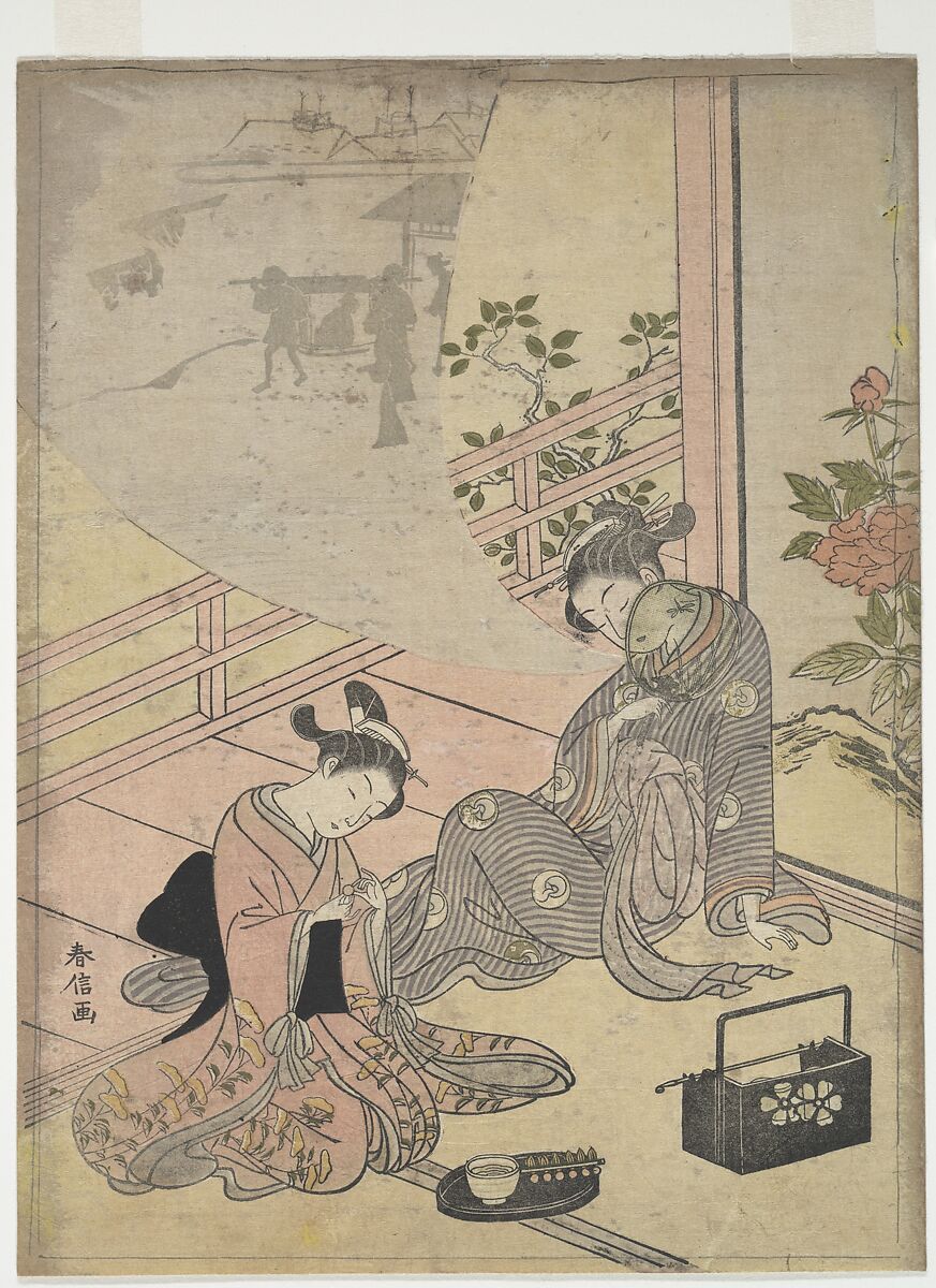 Parody of the Tale of Young Man Lu: Courtesan Dreaming, Suzuki Harunobu (Japanese, 1725–1770), Woodblock print; ink and color on paper, Japan 