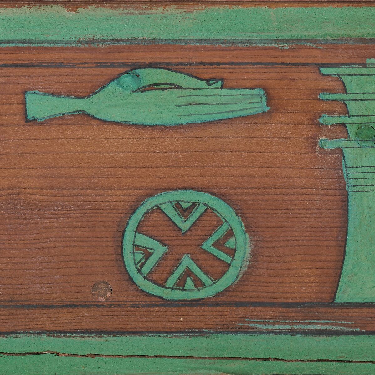 Outer Coffin of Nephthys, Painted sycomore and ziziphus wood, gold leaf