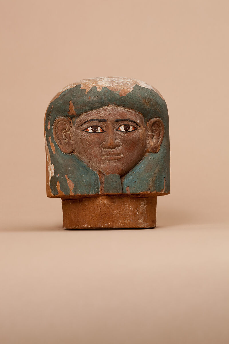 Canopic jar lid of Ukhhotep, Wood, paint 