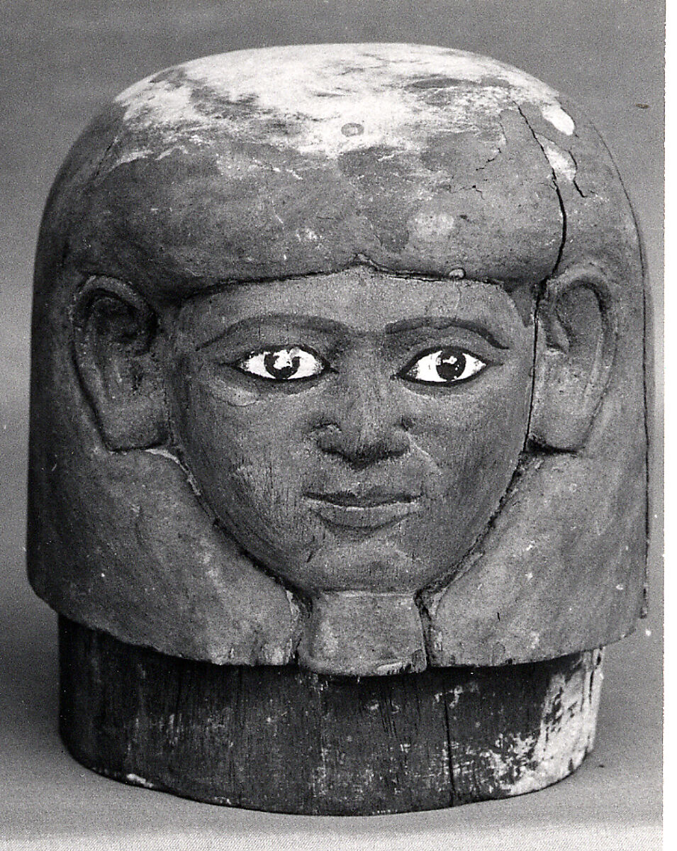 Canopic jar lid of Ukhhotep, Wood, paint