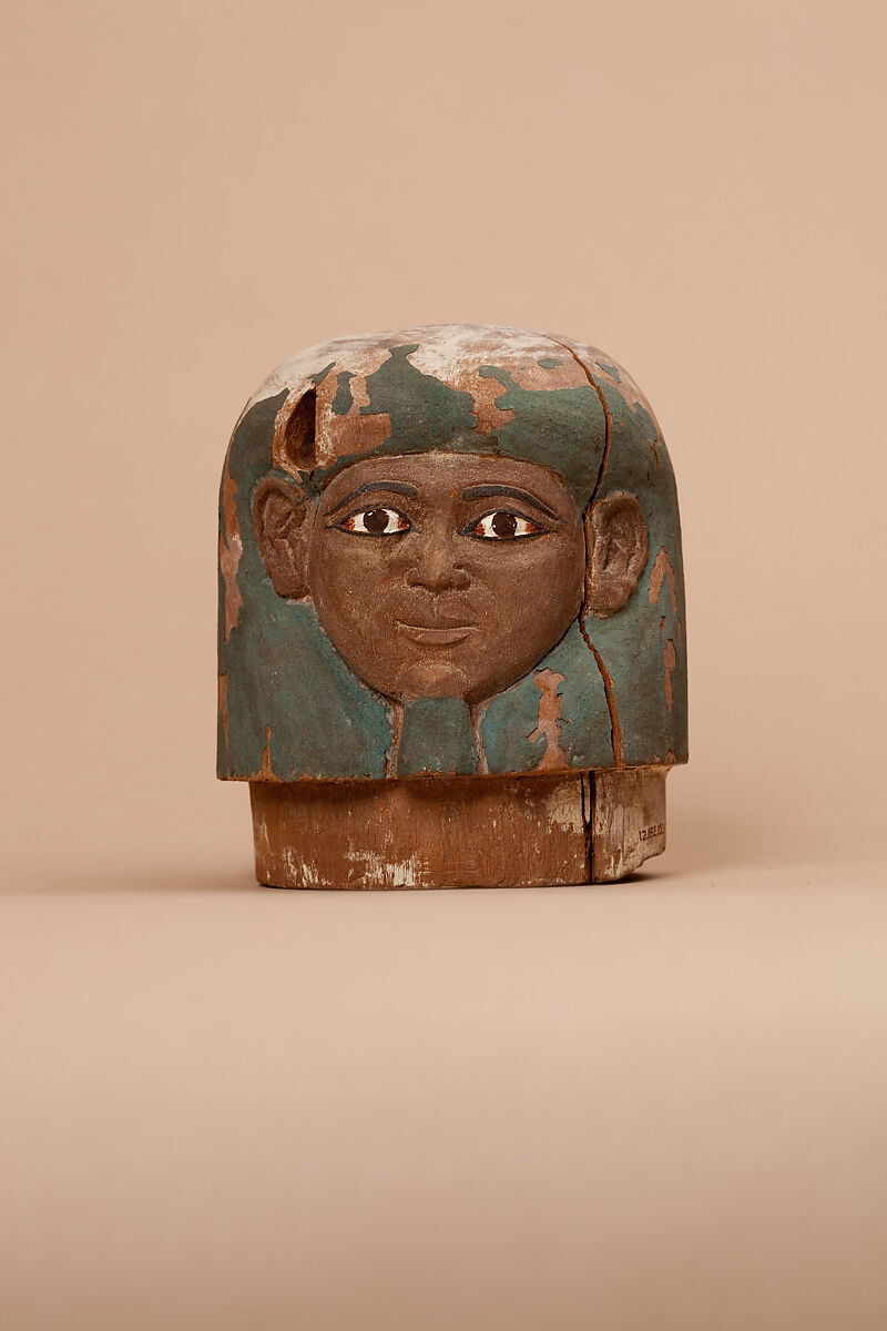 Canopic jar lid of Ukhhotep, Wood, paint 